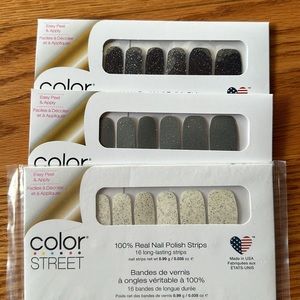 Color Street Nail Polish Strips - Moon River, Moonlight Night and Glittersweet